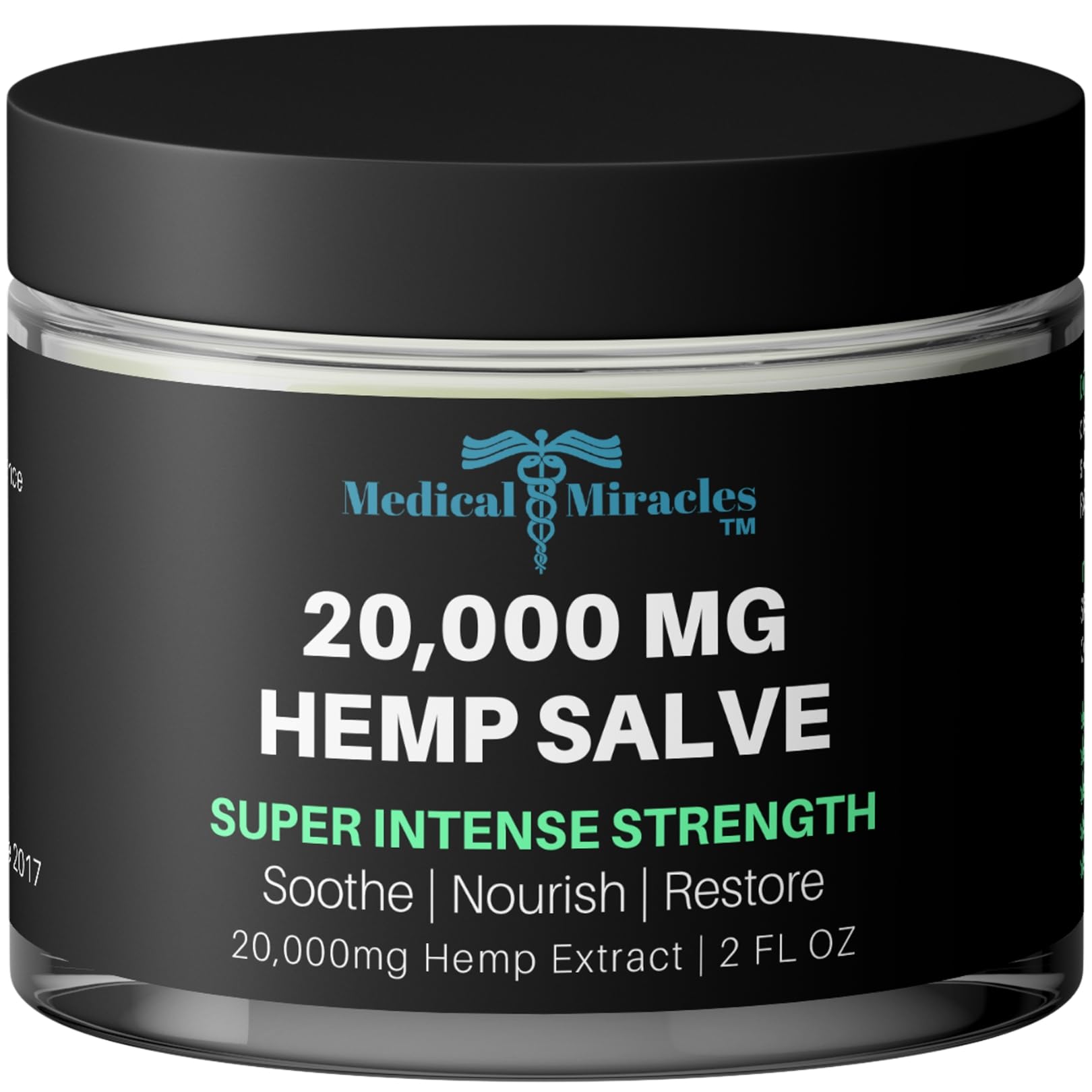 Medical Miracles New Hemp Salve Super Intense Strength 20,000 MG. Ideal for HIPS, Joints, Neck, Back, Elbows, Fingers, Hands, and Knees. 100% Natural - Proudly Made in USA